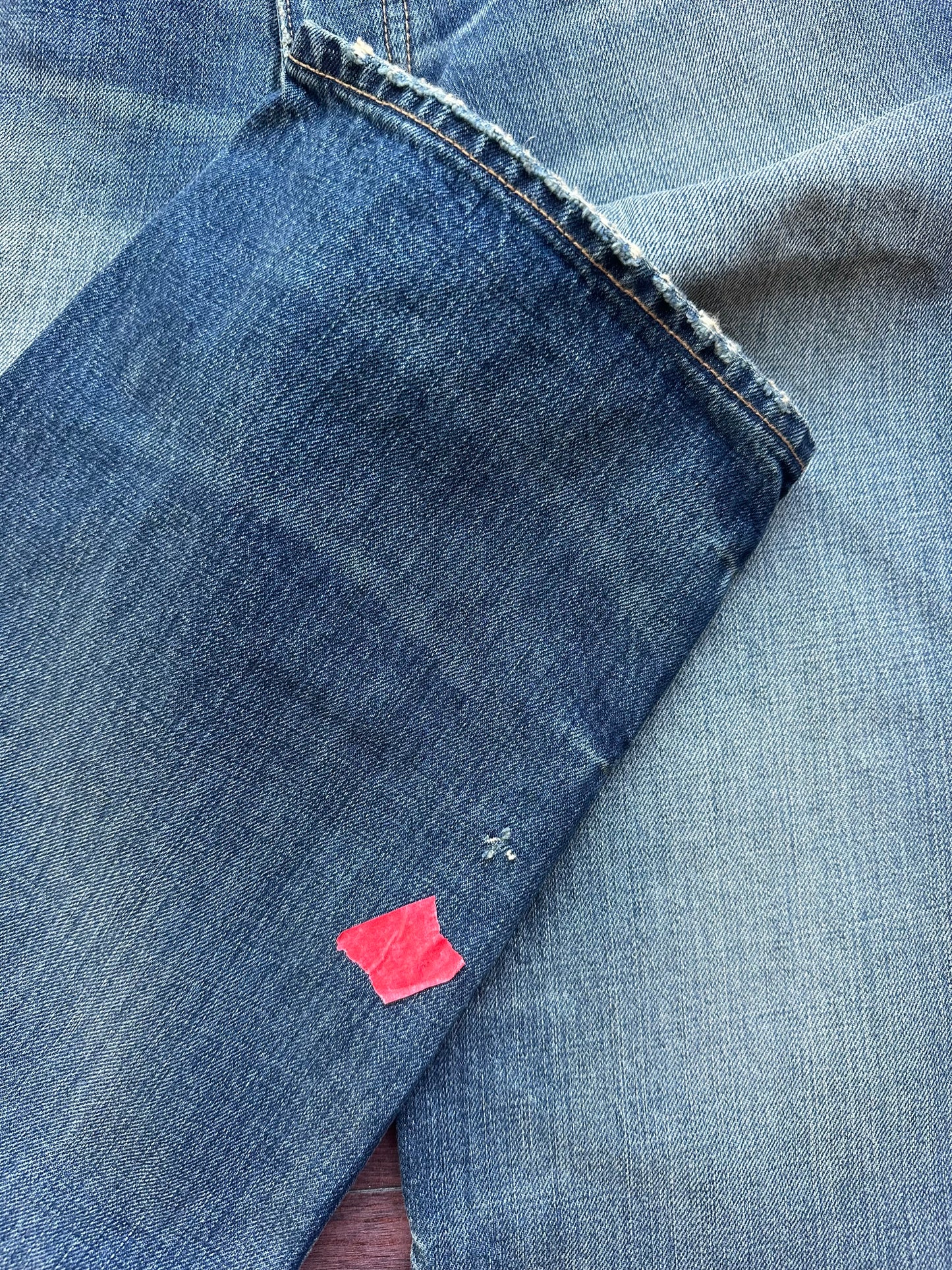 Washed denim damaged