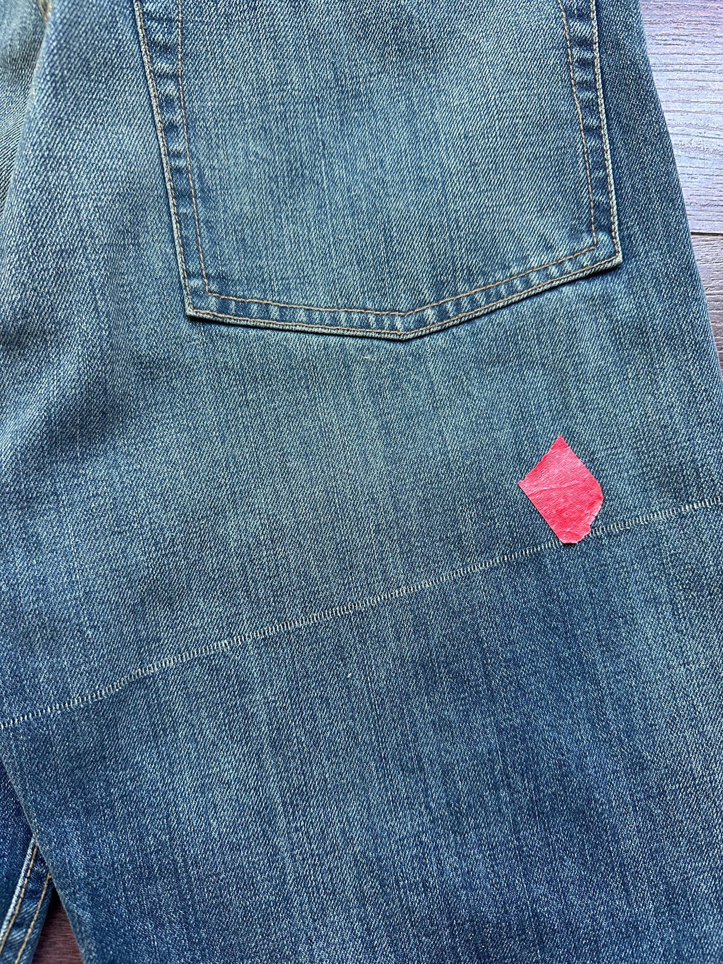Washed denim damaged