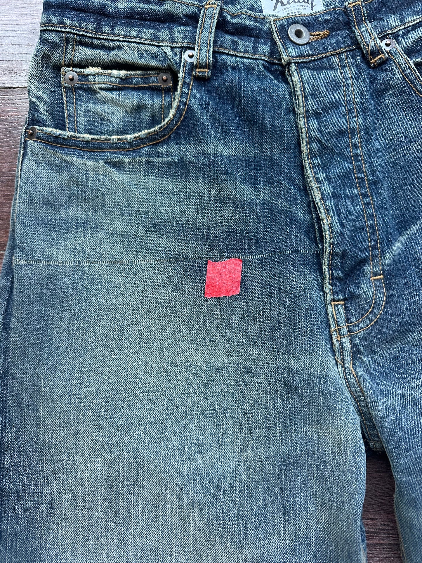 Washed denim damaged